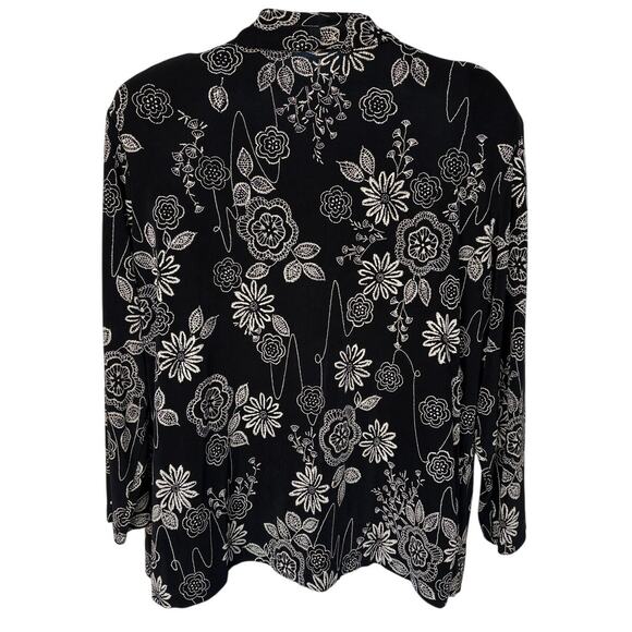 Vikki Vi Woman Open Front Black Cardigan - Jacket with Floral Print size 3X - Picture 7 of 10